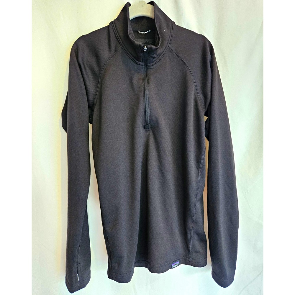 Patagonia Capilene Baselayer Kids M Black 1/4 Zip Long Sleeve Pullover